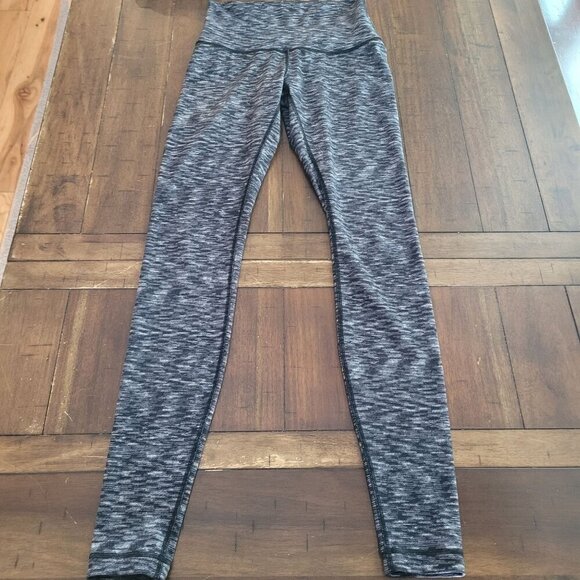 Lululemon Womens High-Rise Heathered Black & Gray Leggings - Picture 1 of 4